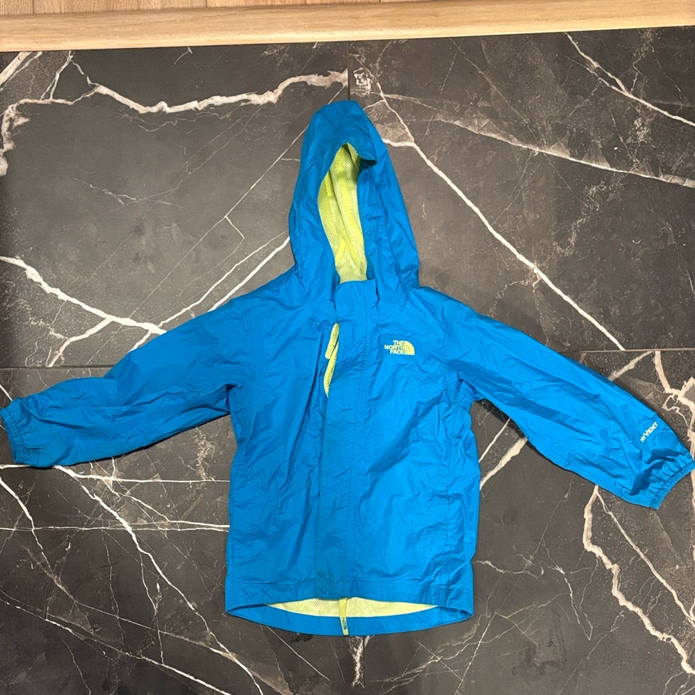 The North Face Bright Blue Jacket with Neon Lime Interior